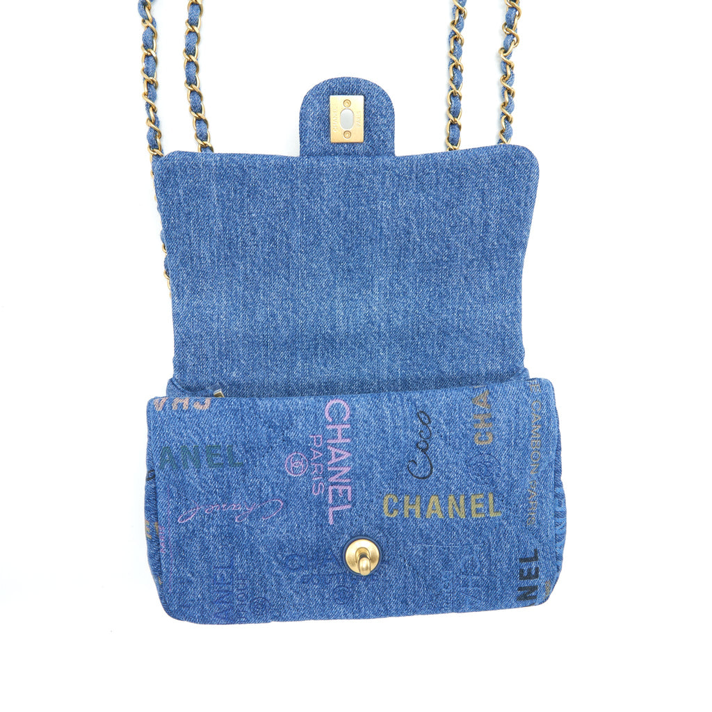 CHANEL 22P SMALL FLAP BAG 23CM DENIM BLUE GHW (MICROCHIP)
