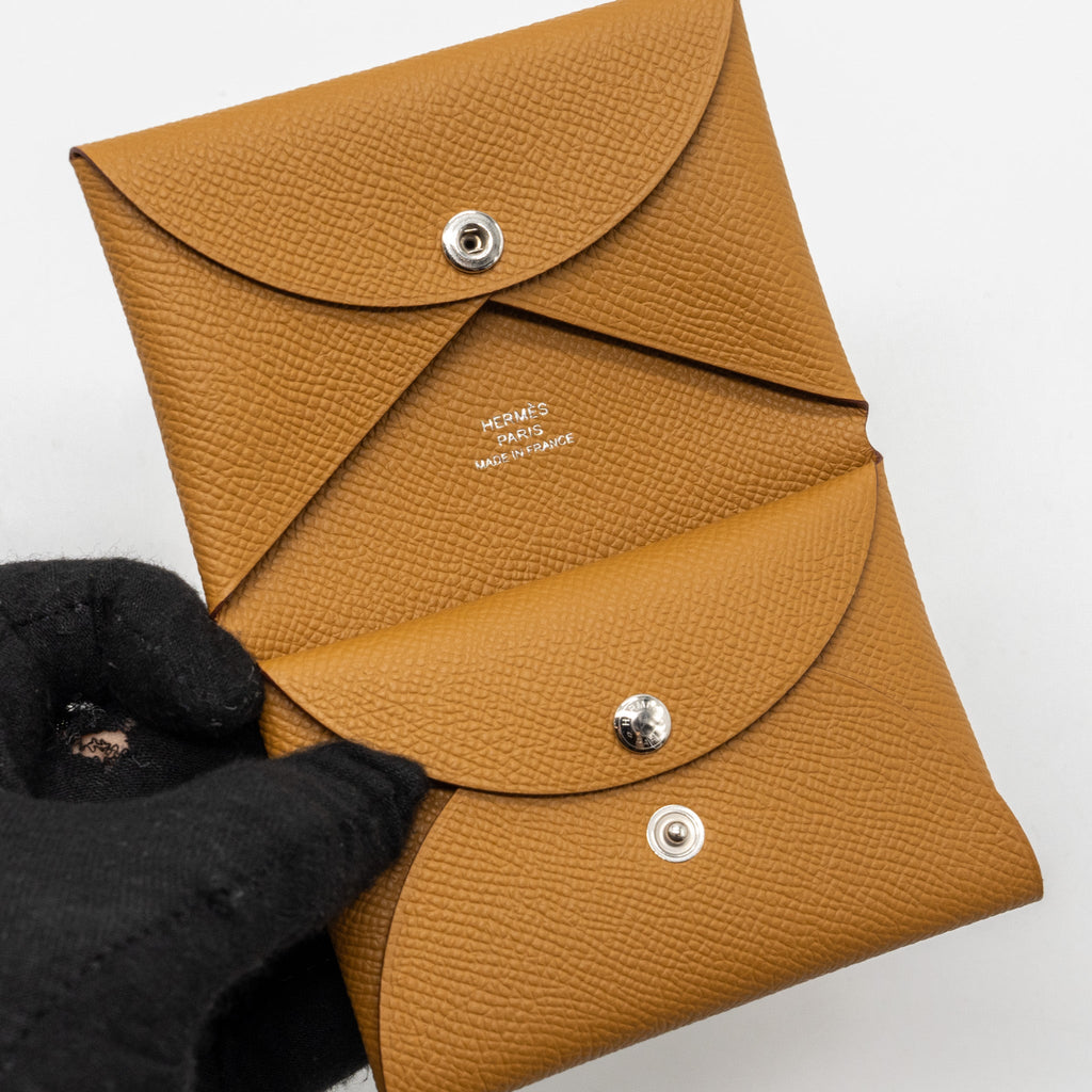 HERMES CALVI DUO CARD HOLDER EPSOM SESAME SHW