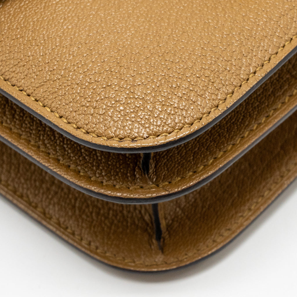 HERMES MINI CONSTANCE CHEVRE MYSORE KRAFT/BLEU BRUME GHW