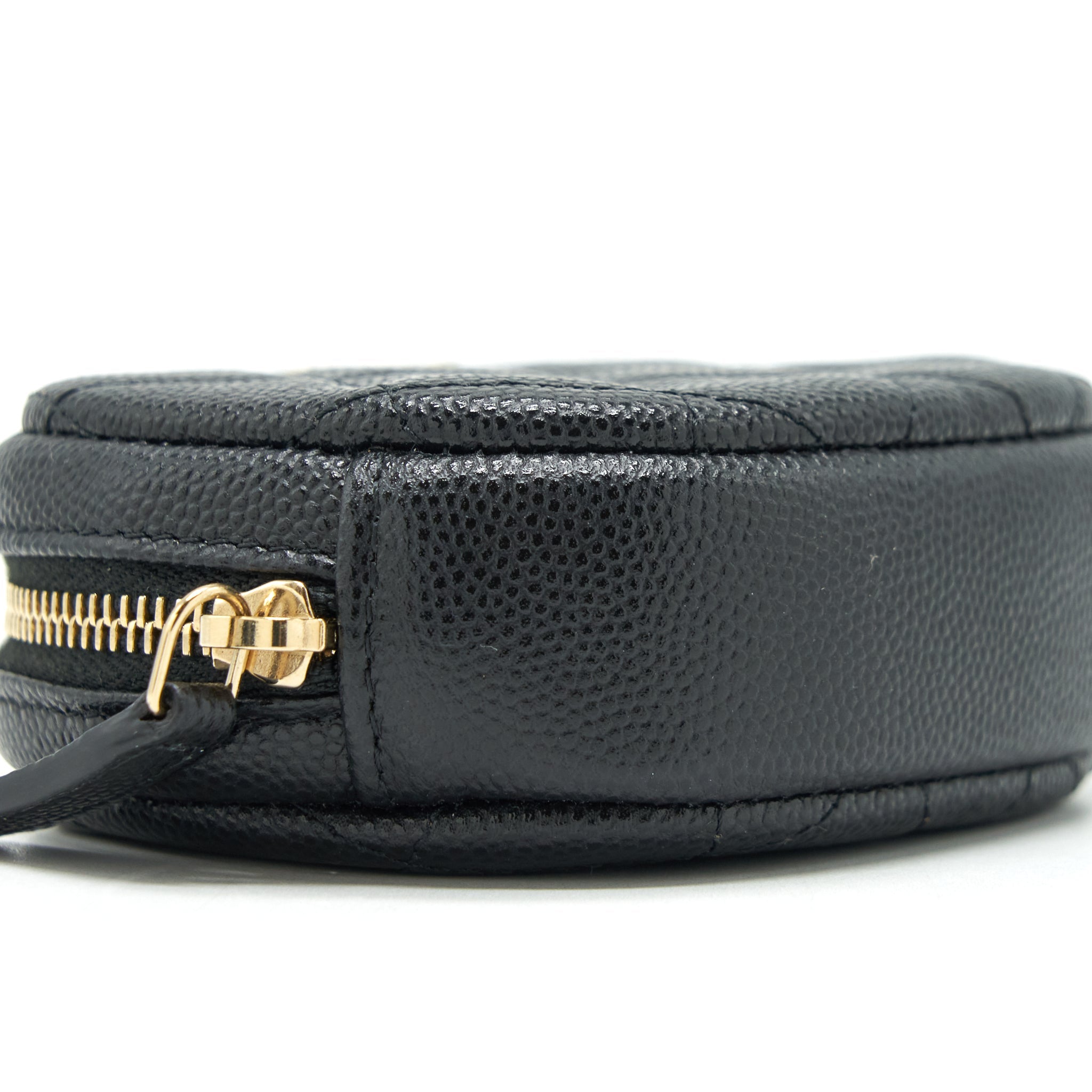 CHANEL CC LOGO ROUND COIN PURSE CAVIAR NAVY LGHW