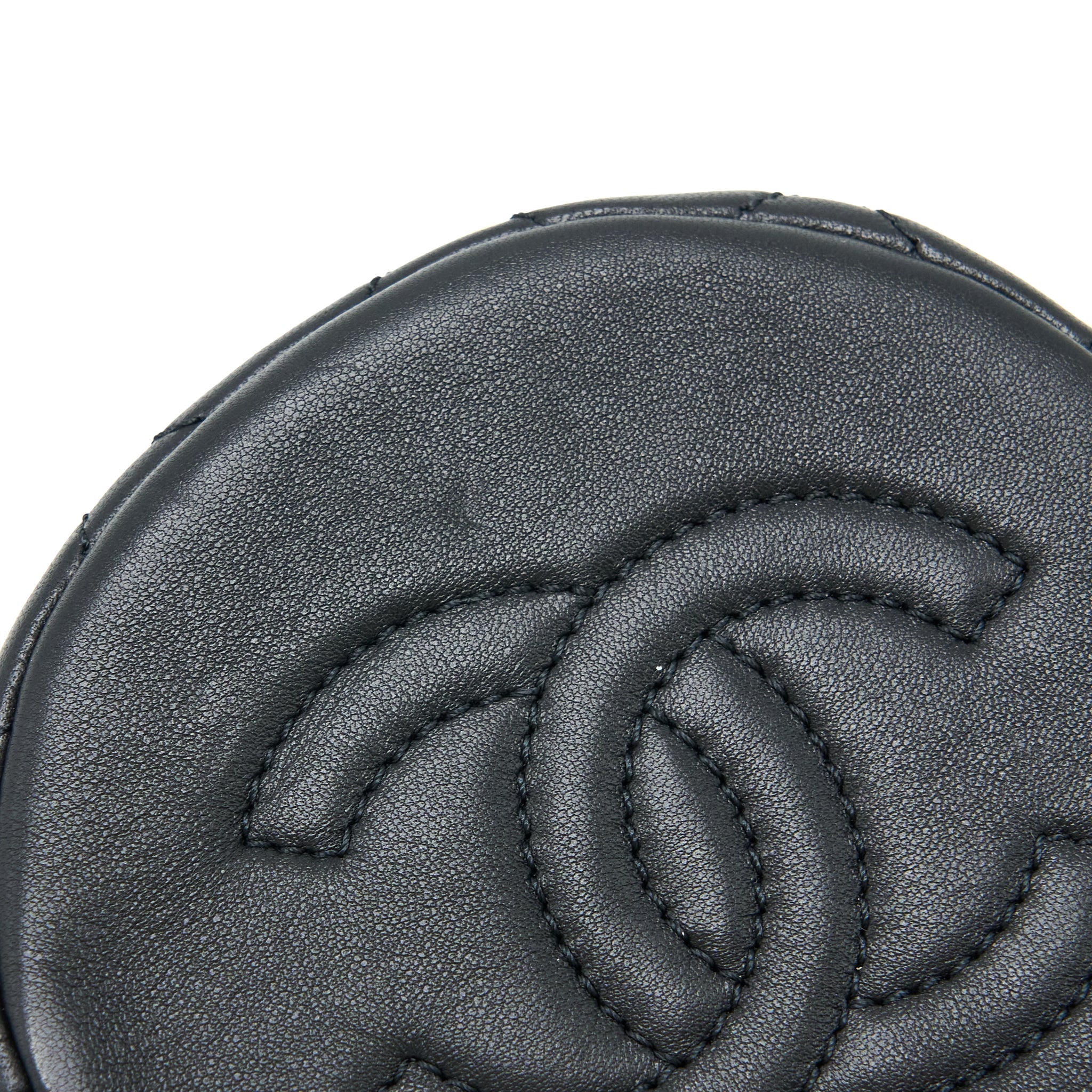 CHANEL MINI PEARLY BUCKET BAG WITH CHAIN LAMBSKIN BLACK LGHW