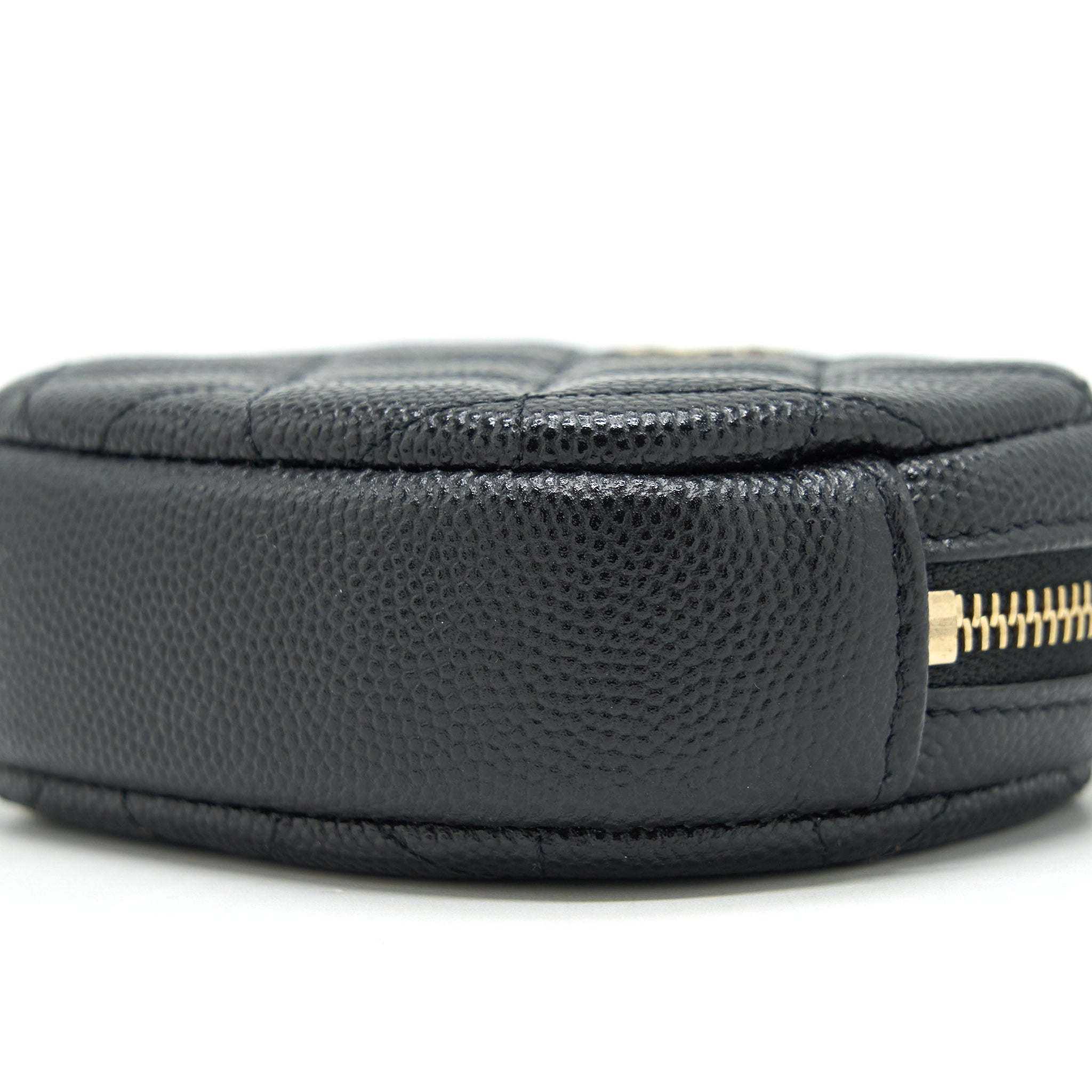 CHANEL CC LOGO ROUND COIN PURSE CAVIAR NAVY LGHW