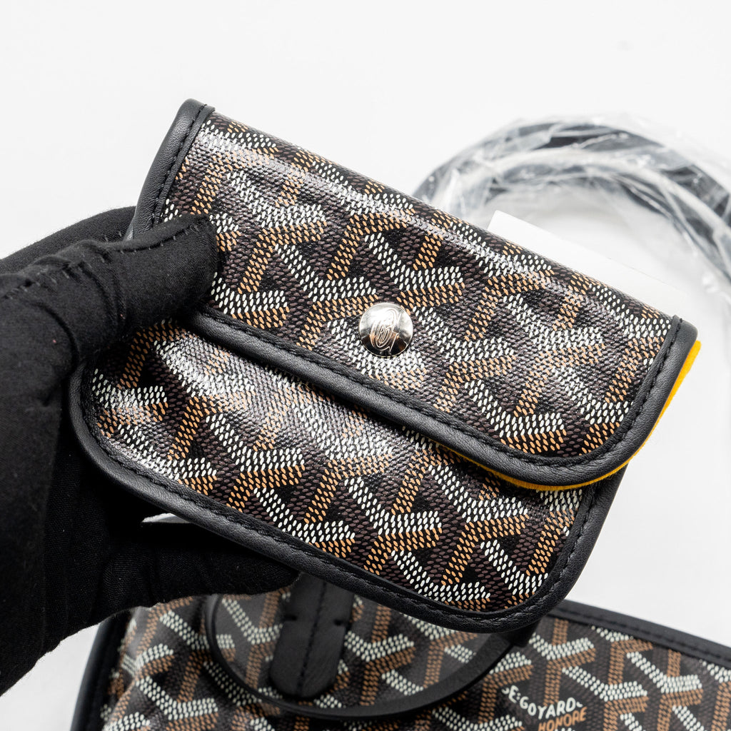 GOYARD MINI ANJOU TOTE BAG GOYARDLINE CANVAS / CALFSKIN BLACK SHW