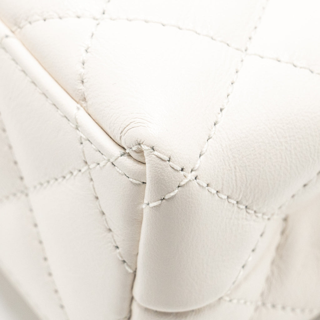 CHANEL MINI KELLY SHOPPING TOTE CALFSKIN WHITE GHW (MICROCHIP)