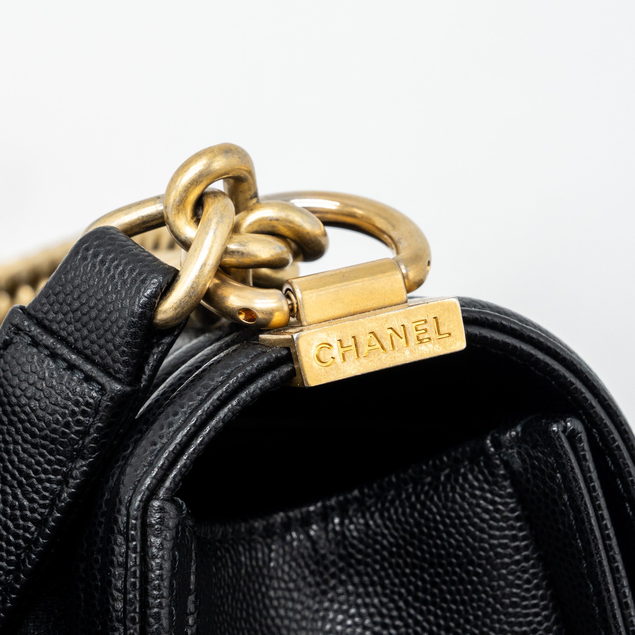 CHANEL MEDIUM CLASSIC BOY BAG CAVIAR BLACK GHW