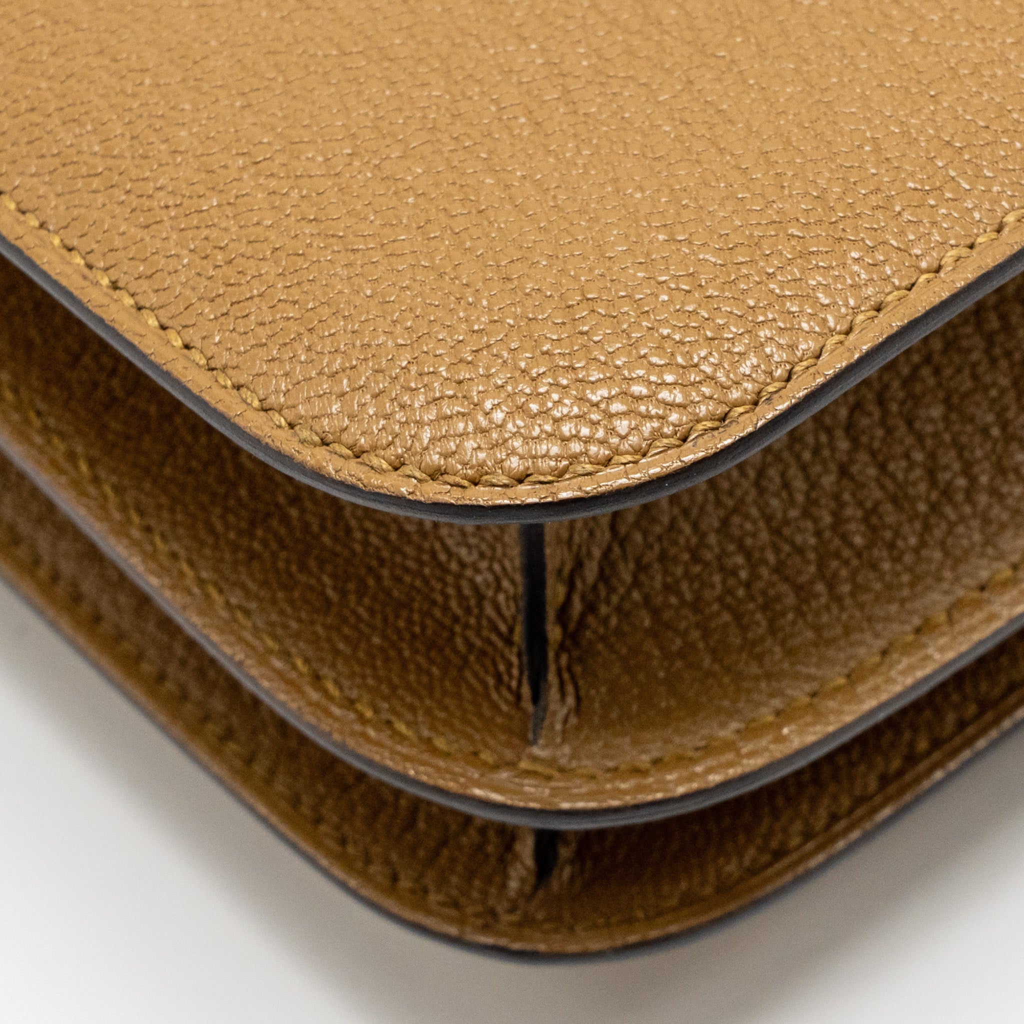 HERMES MINI CONSTANCE CHEVRE MYSORE KRAFT/BLEU BRUME GHW