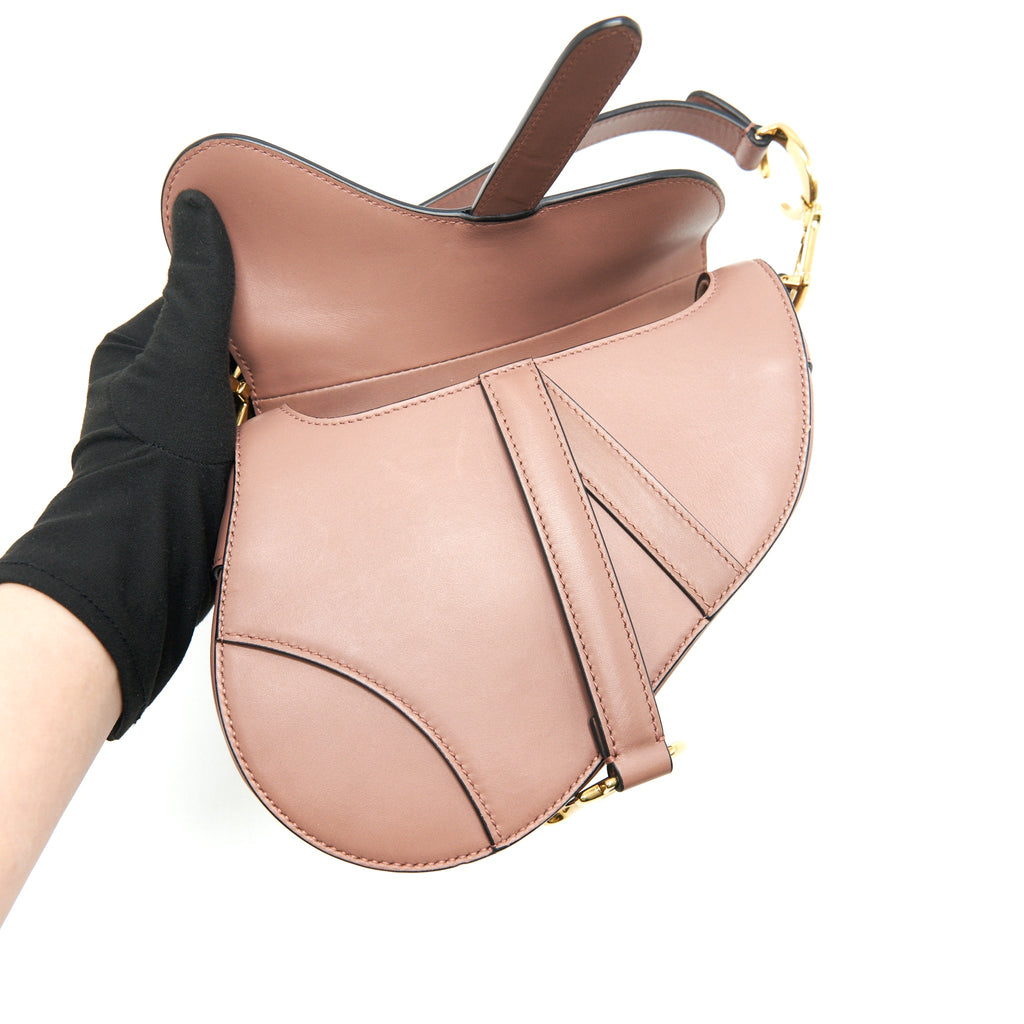 DIOR SMALL SADDLE BAG ROSE TAUPE GHW