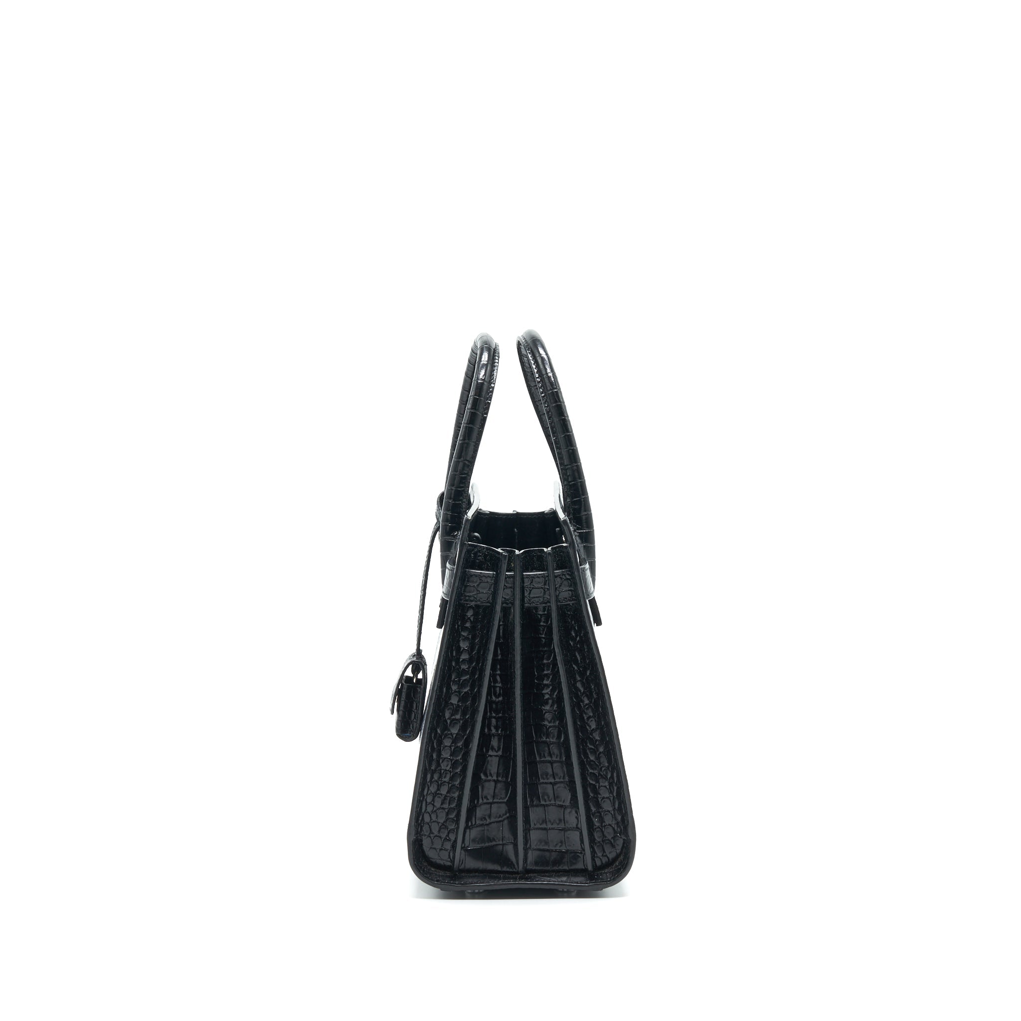 SAINT LAURENT SAC DE JOUR BABY IN CROC EMBOSSED LEATHER BLACK SHW