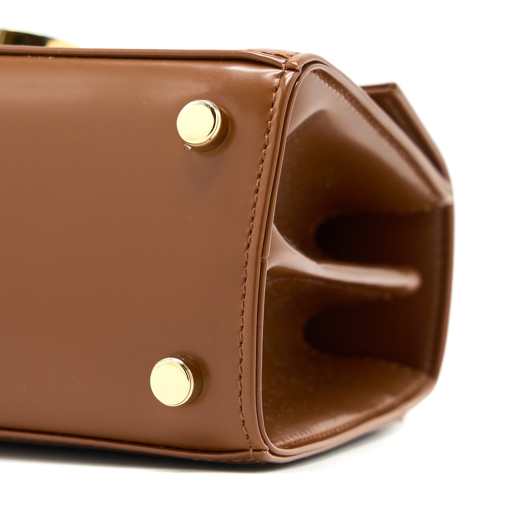 FERRAGAMO ICONIC TOP HANDLE BAG CALFSKIN CARAMEL GHW