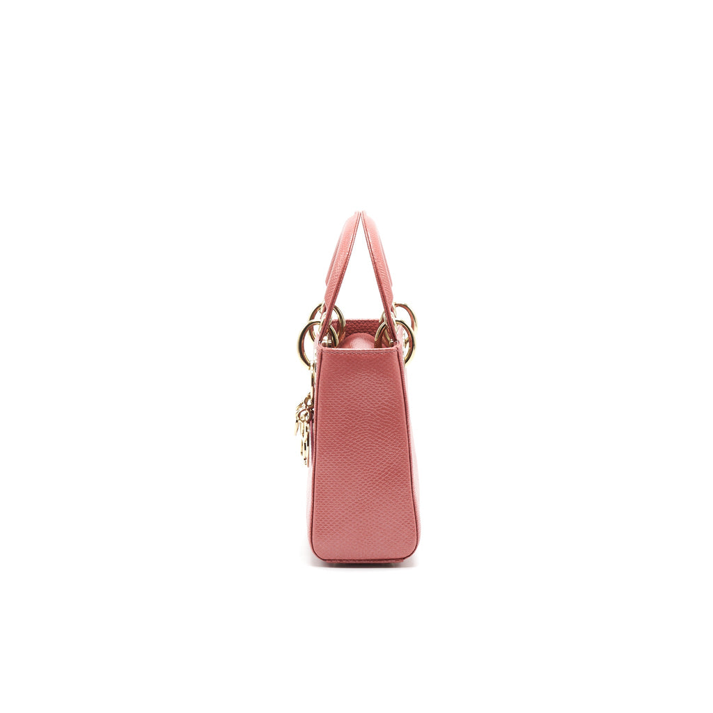 DIOR LIZARD MINI LADY DIOR BAG PINK GHW