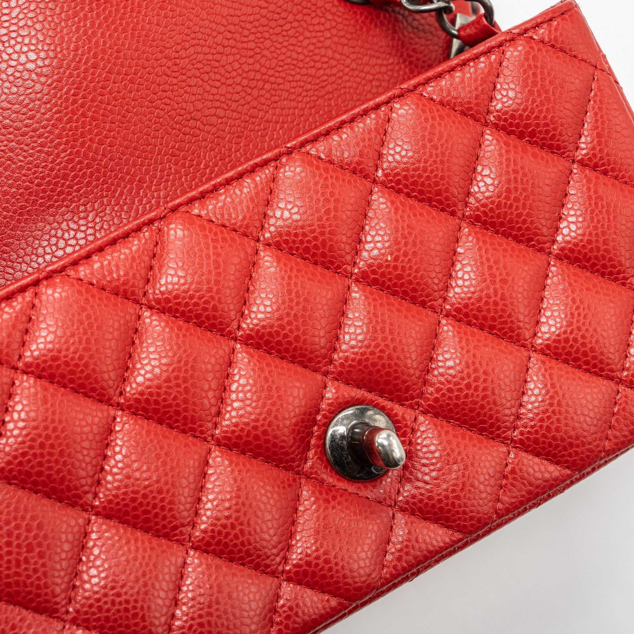 CHANEL MINI RECTANGULAR FLAP BAG CAVIAR RED RUTHENIUM HARDWARE