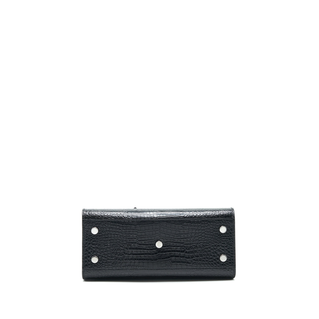SAINT LAURENT SAC DE JOUR BABY IN CROC EMBOSSED LEATHER BLACK SHW