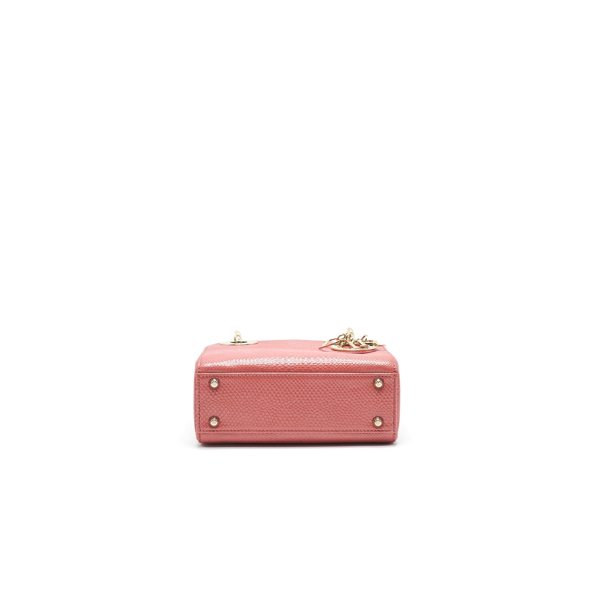 DIOR LIZARD MINI LADY DIOR BAG PINK GHW