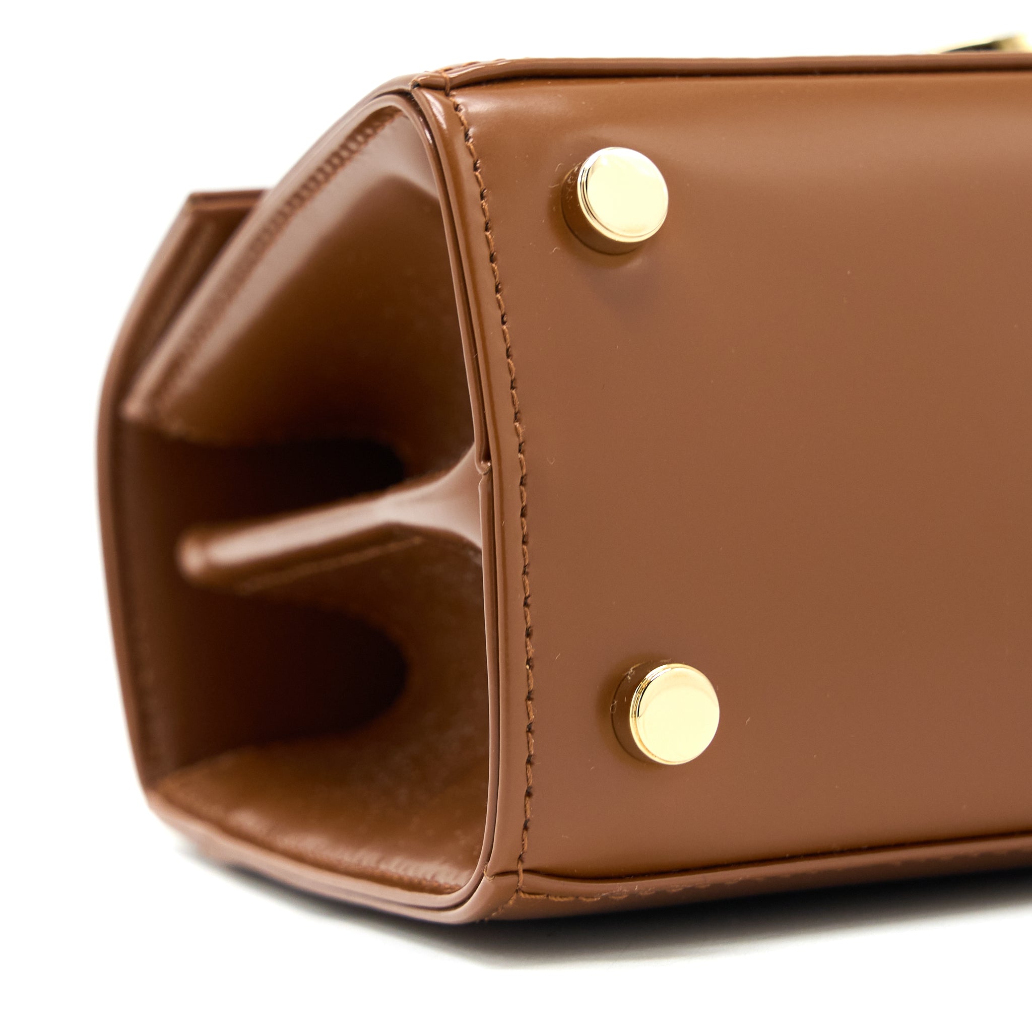 FERRAGAMO ICONIC TOP HANDLE BAG CALFSKIN CARAMEL GHW