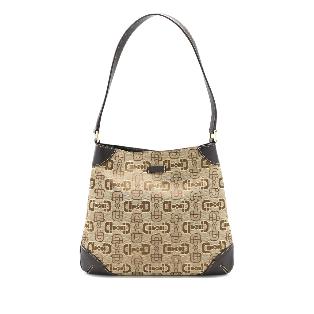 GUCCI VINTAGE HOBO BAG CANVAS/LEATHER MULTICOLOUR