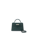HERMES MINI KELLY II CHEVRE MYSORE VERT TITIEN/BLEU ATOLL SHW