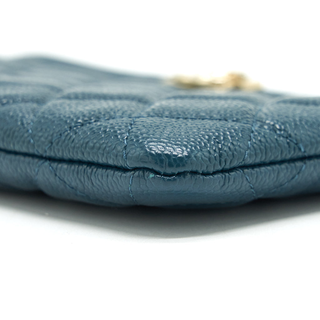 CHANEL BOY POUCH CAVIAR DARK GREEN LGHW