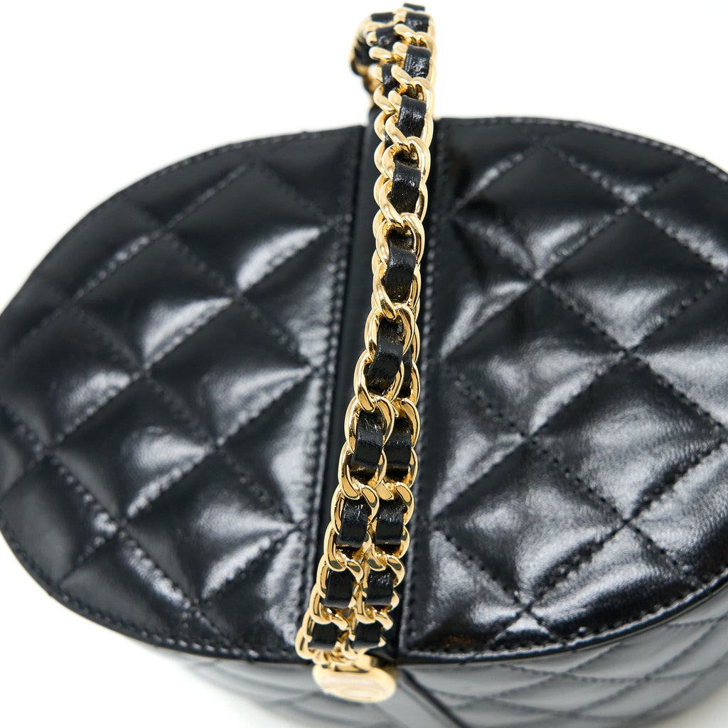 CHANEL 23C FLAP BUCKET BAG LAMBSKIN BLACK GHW (MICROCHIP)
