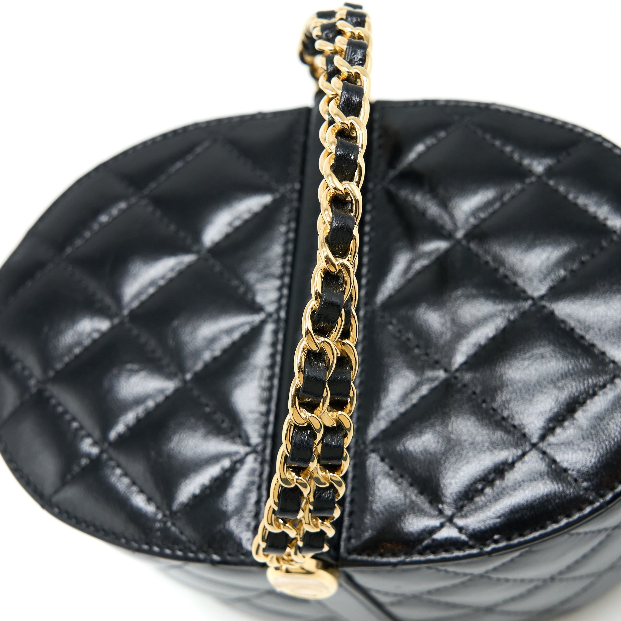 CHANEL 23C FLAP BUCKET BAG LAMBSKIN BLACK GHW (MICROCHIP)