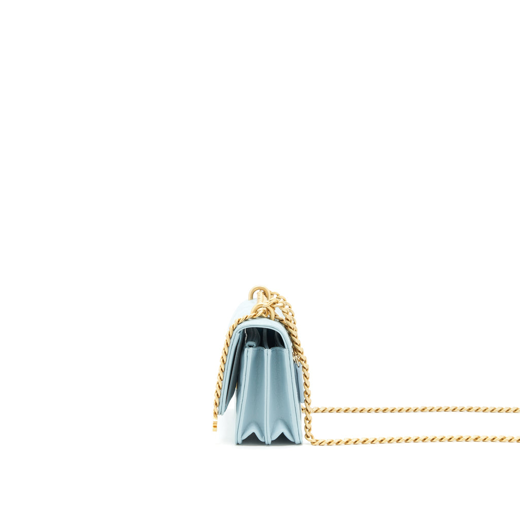 CHANEL 22P PURSE VANITY WITH CHAIN LIGHT BLUE GHW