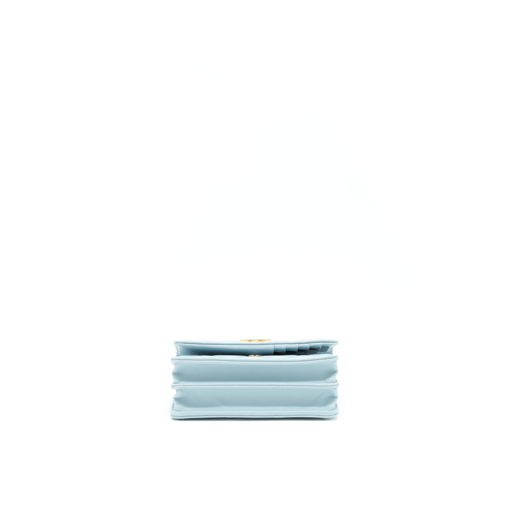 CHANEL 22P PURSE VANITY WITH CHAIN LIGHT BLUE GHW