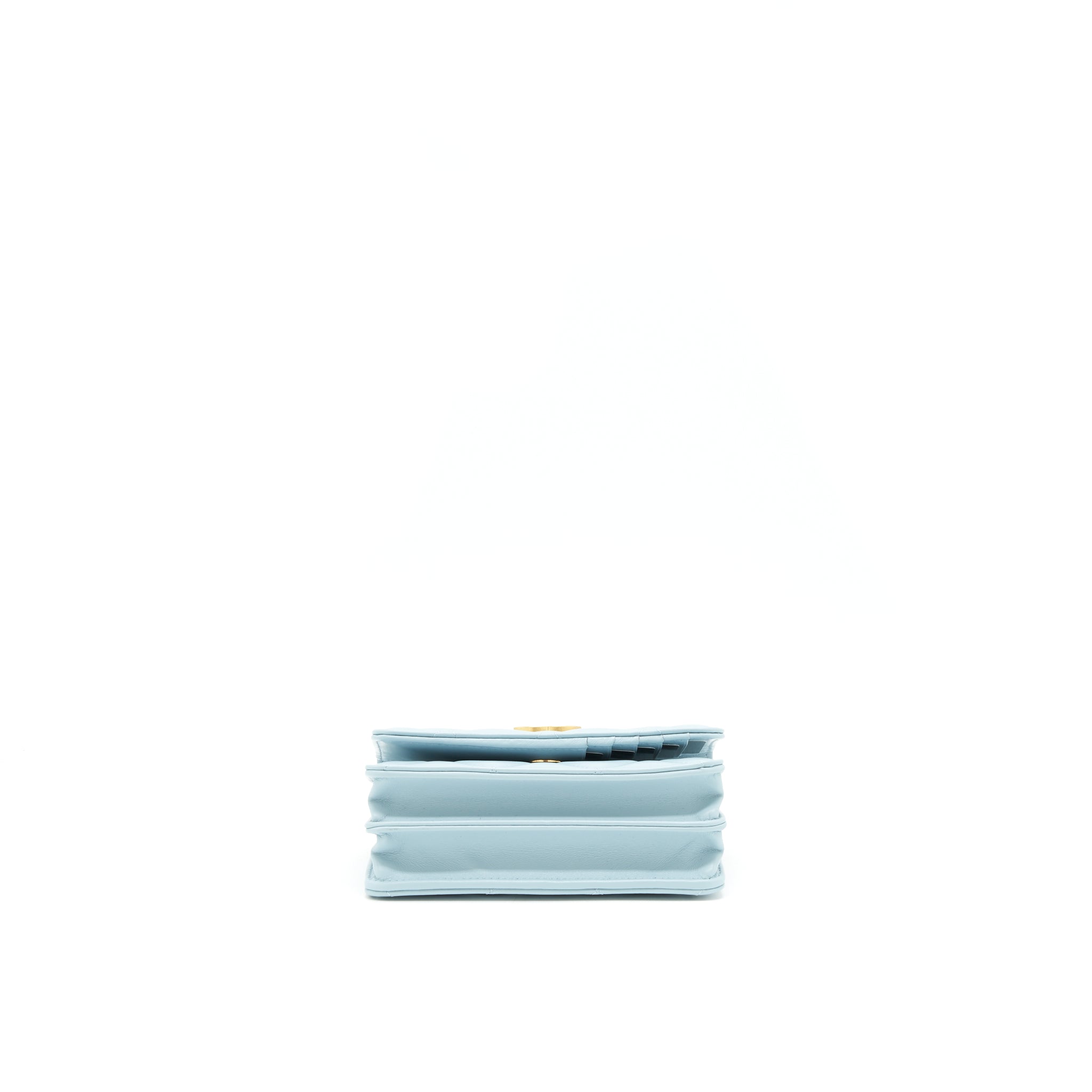 CHANEL 22P PURSE VANITY WITH CHAIN LIGHT BLUE GHW