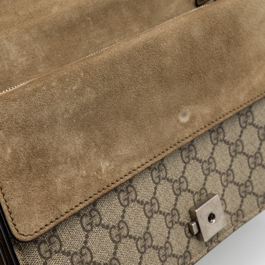 GUCCI DIONYSUS SHOULDER BAG GG SUPREME CANVAS / SUEDE LEATHER BEIGE SHW