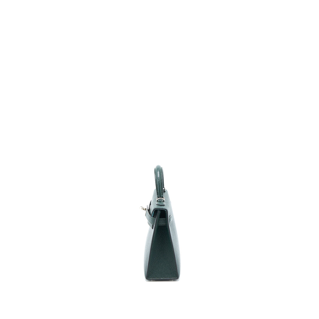 HERMES MINI KELLY II CHEVRE MYSORE VERT TITIEN/BLEU ATOLL SHW