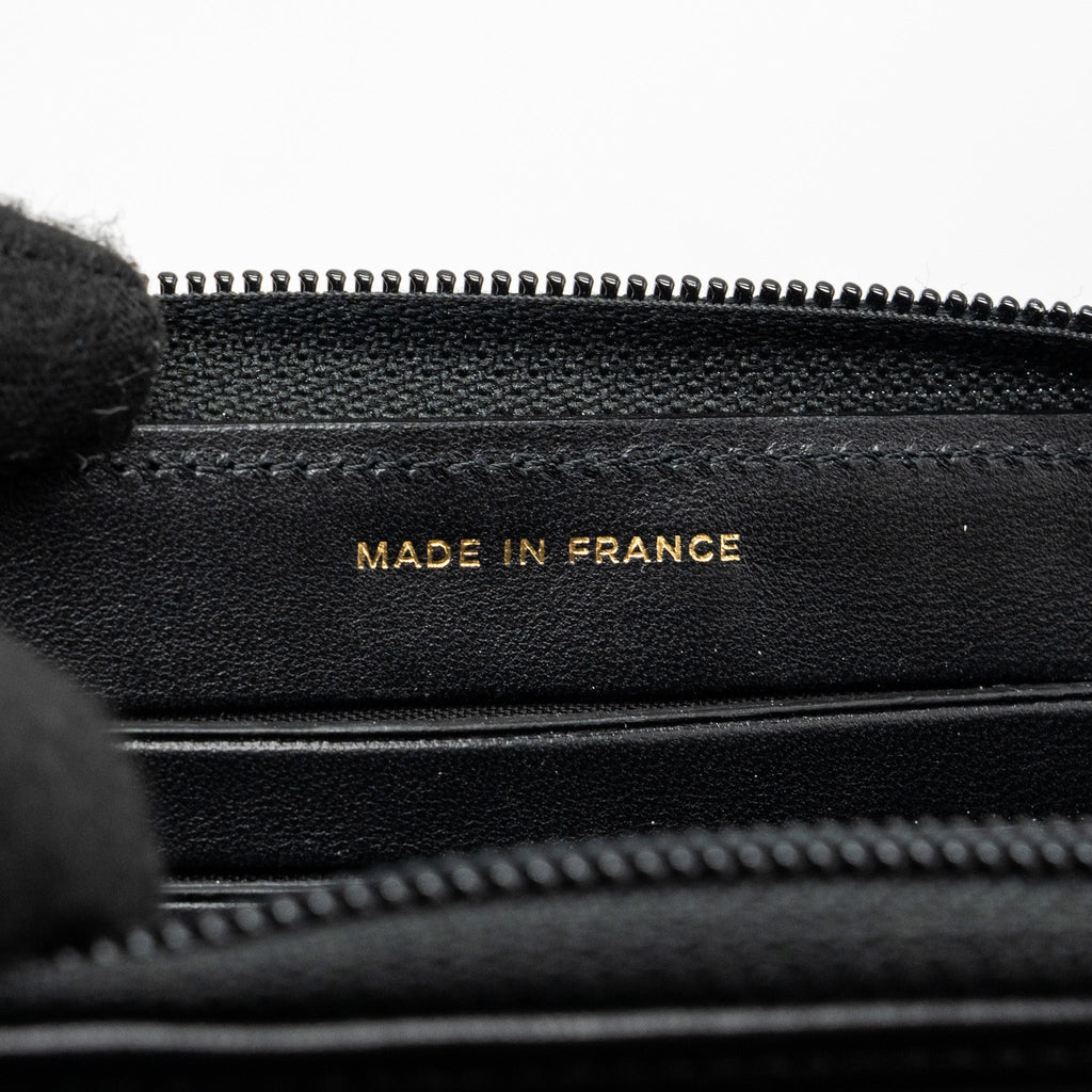 CHANEL BOY ZIPPER WALLET CHEVRON LAMBSKIN BLACK LGHW