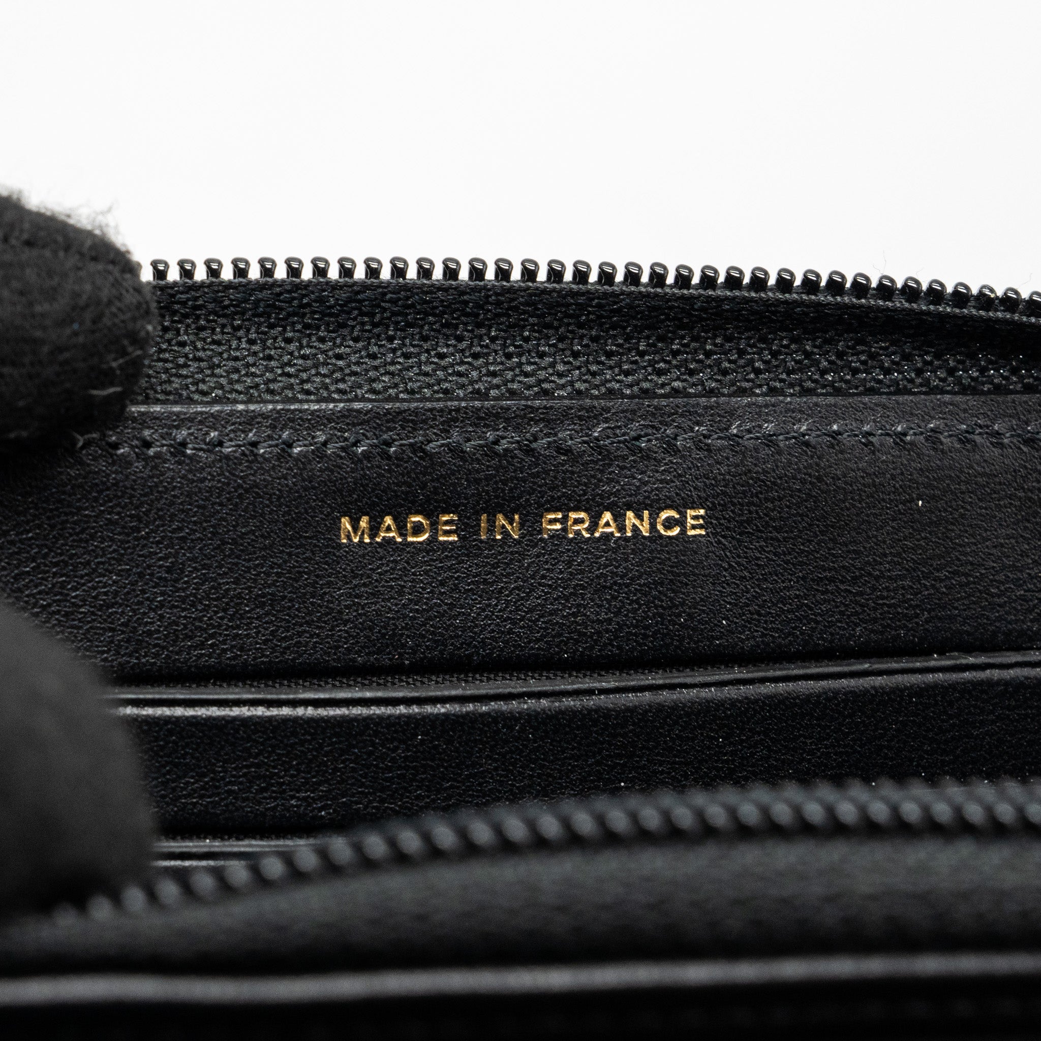 CHANEL BOY ZIPPER WALLET CHEVRON LAMBSKIN BLACK LGHW