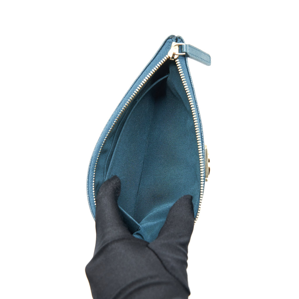 CHANEL BOY POUCH CAVIAR DARK GREEN LGHW