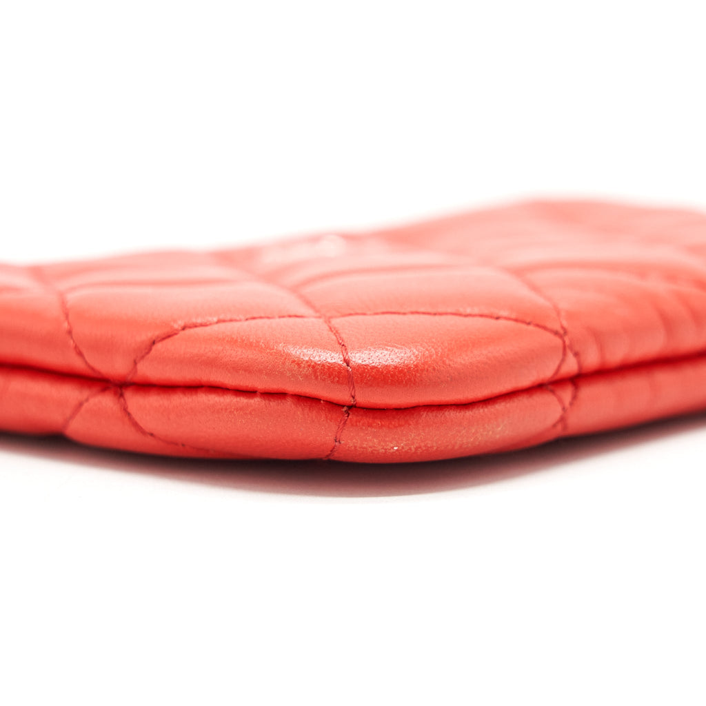 CHANEL SMALL O-CASE POUCH LAMBSKIN RED SHW