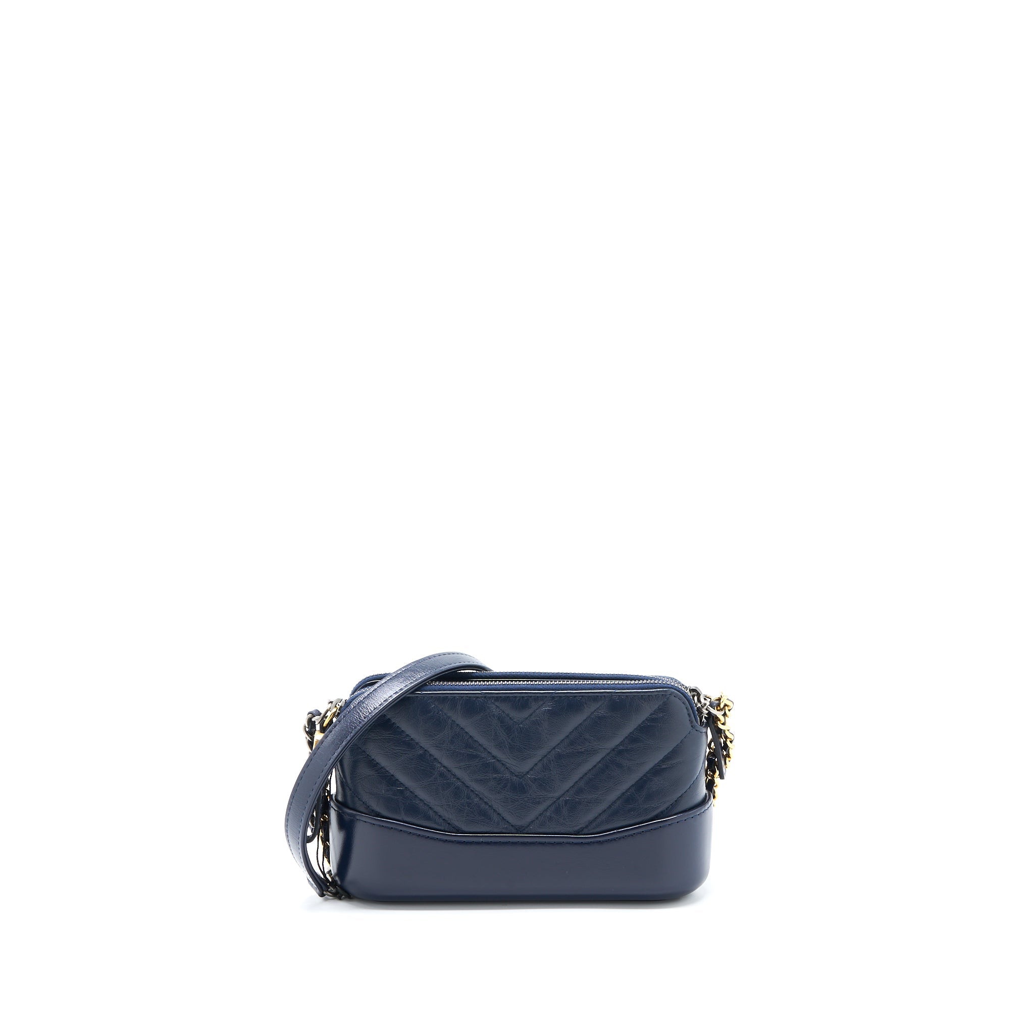 CHANEL GABRIELLE CLUTCH ON CHAIN AGED CALFSKIN NAVY SHW