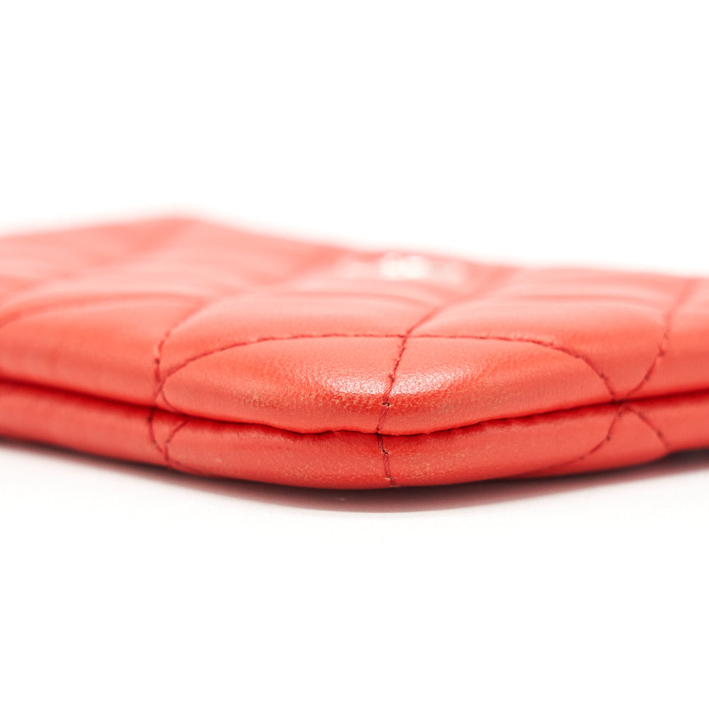 CHANEL SMALL O-CASE POUCH LAMBSKIN RED SHW