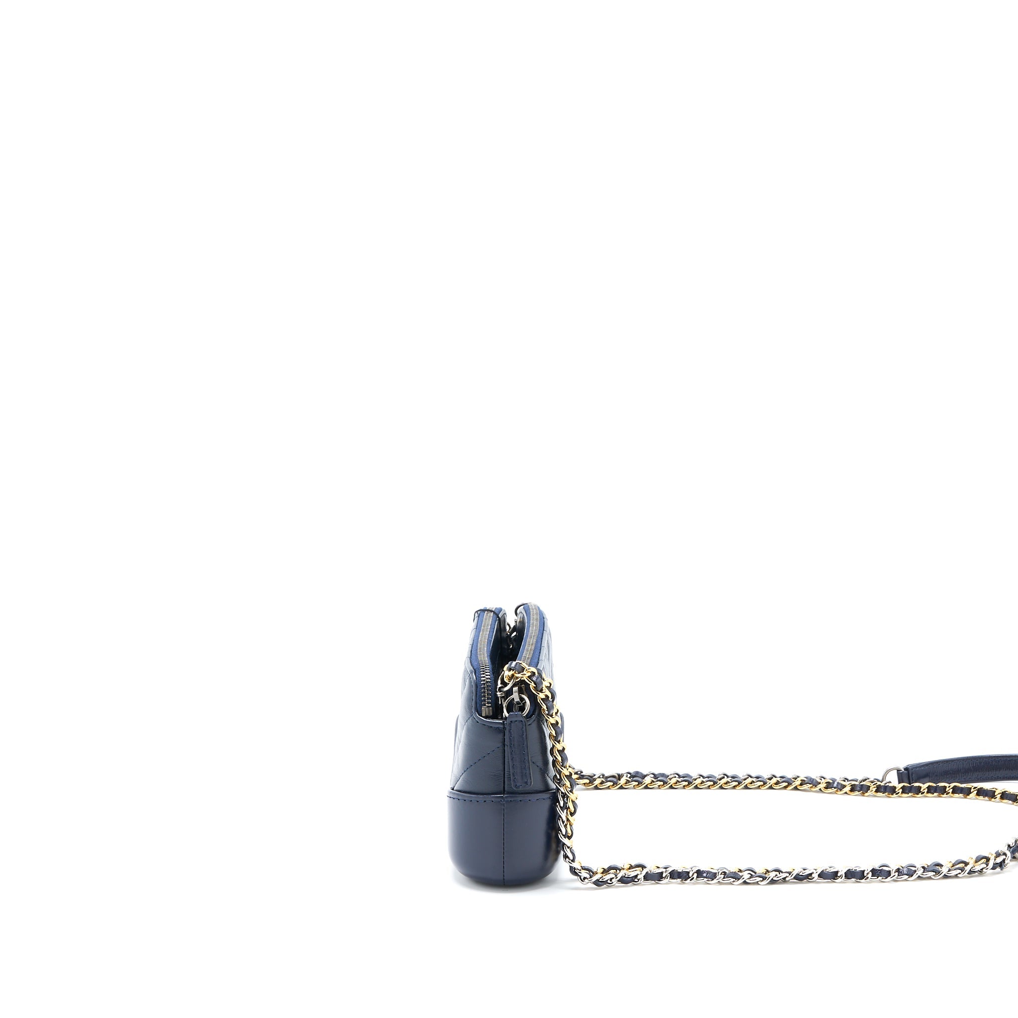 CHANEL GABRIELLE CLUTCH ON CHAIN AGED CALFSKIN NAVY SHW