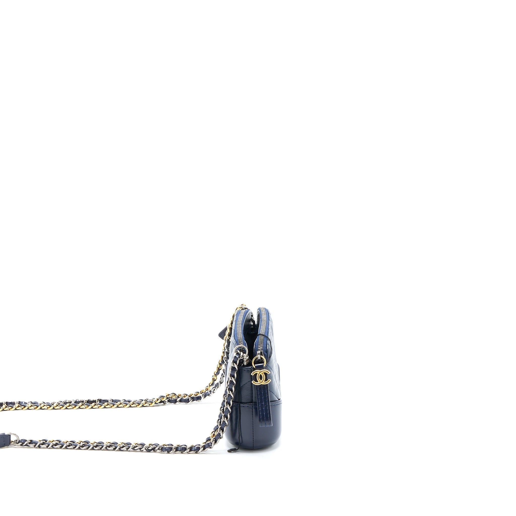 CHANEL GABRIELLE CLUTCH ON CHAIN AGED CALFSKIN NAVY SHW