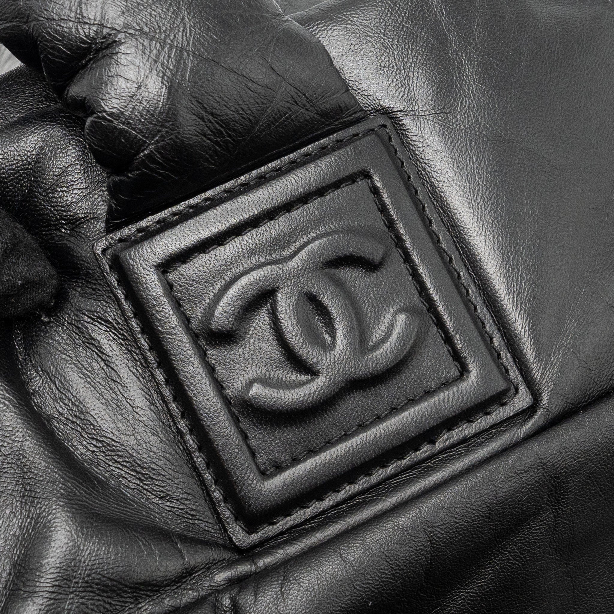 CHANEL PUFFY DOWN DOWN TOTE BAG LAMBSKIN BLACK SHW