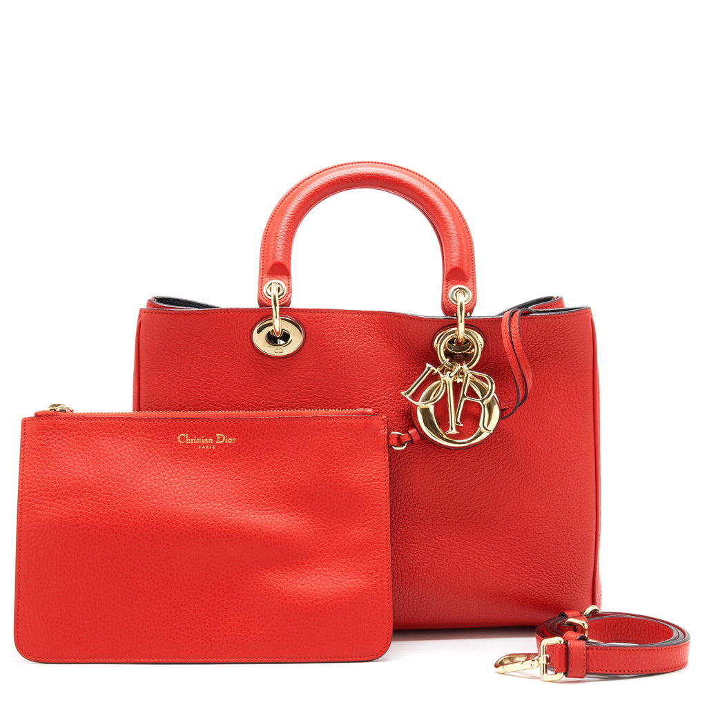 DIOR DIORISSIMO TOTE BAG RED LGHW