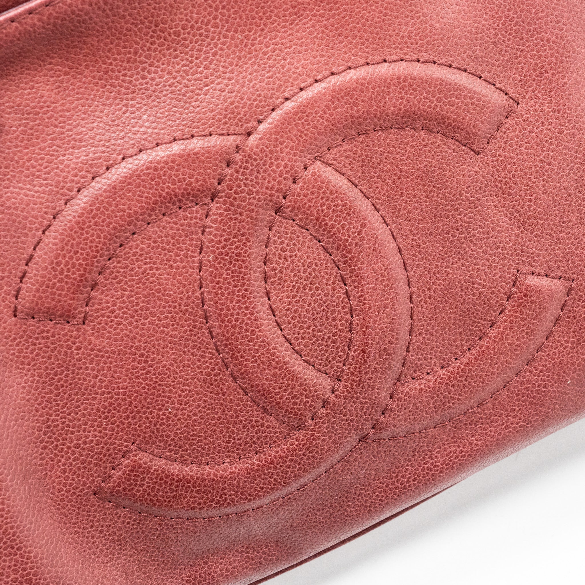 CHANEL TOTE BAG GRAIN CALFSKIN RED SHW