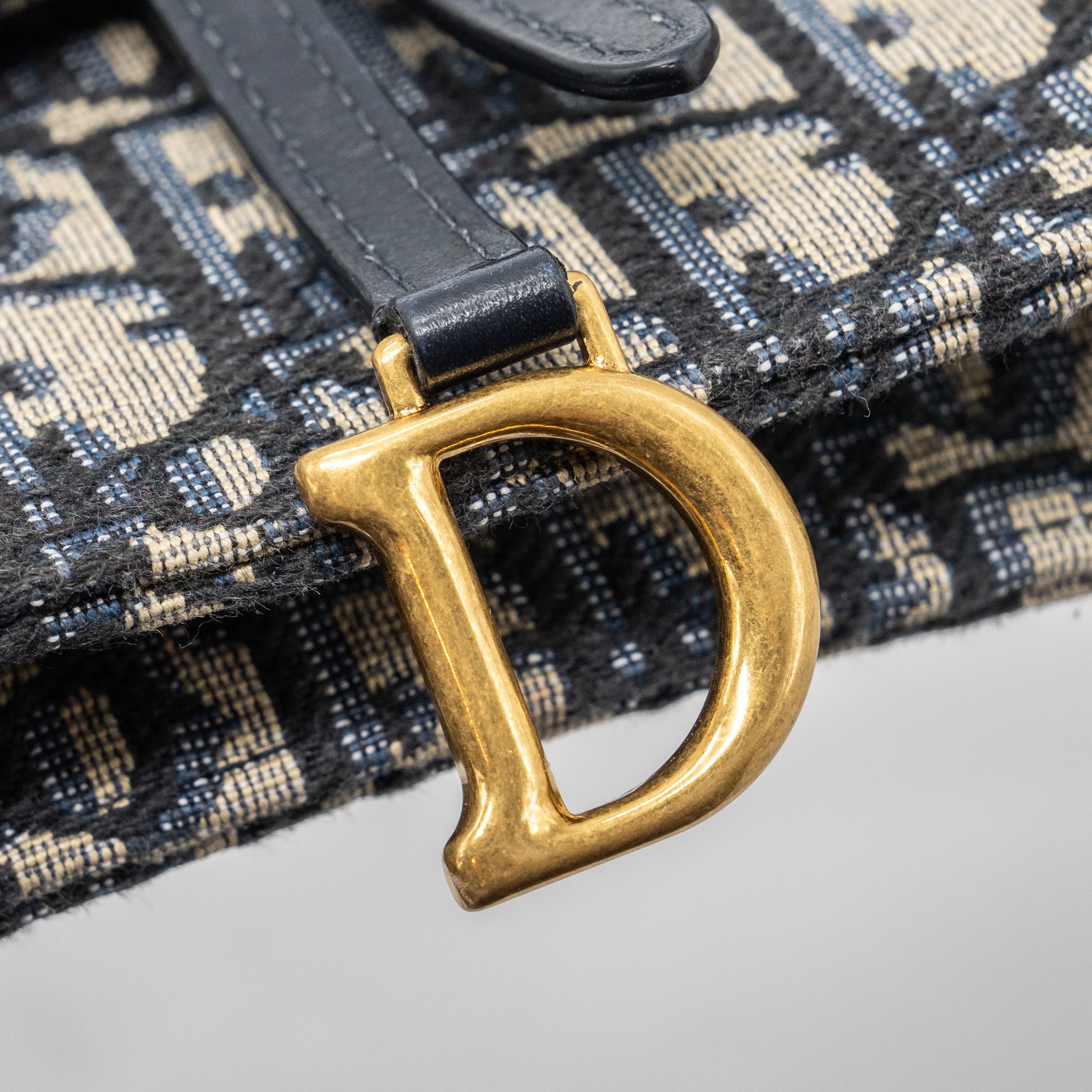DIOR SADDLE FLAP BAG BLUE DIOR OBLIQUE EMBROIDERY GHW