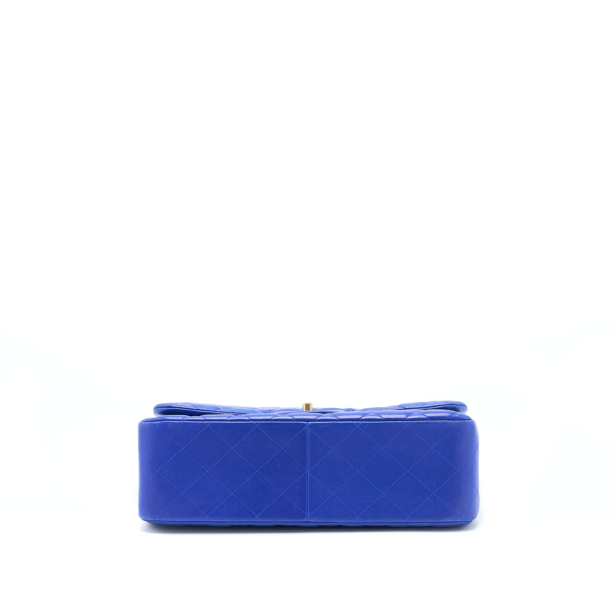 CHANEL JUMBO CLASSIC DOUBLE FLAP BAG LAMBSKIN BLUE BRUSHED GHW