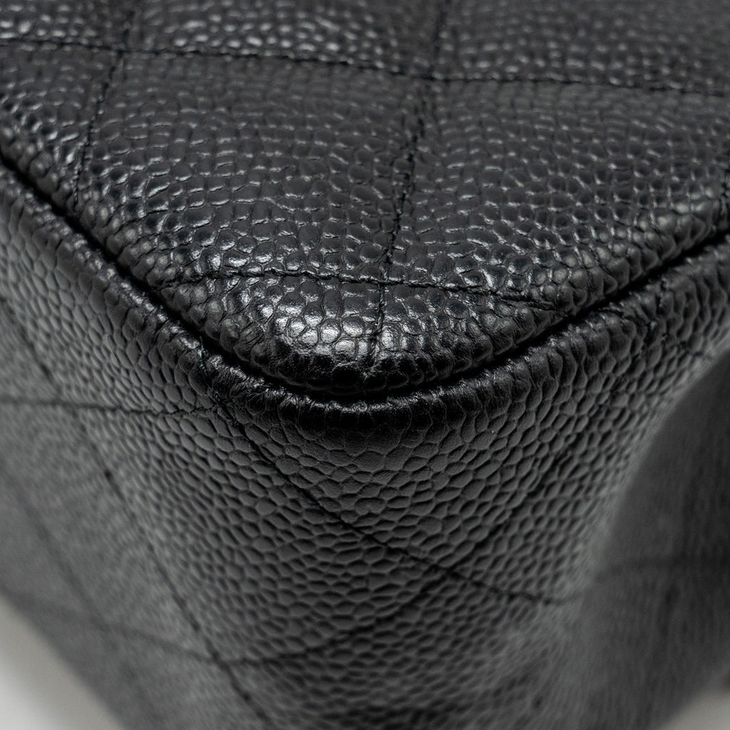 CHANEL JUMBO CLASSIC DOUBLE FLAP BAG CAVIAR BLACK SHW