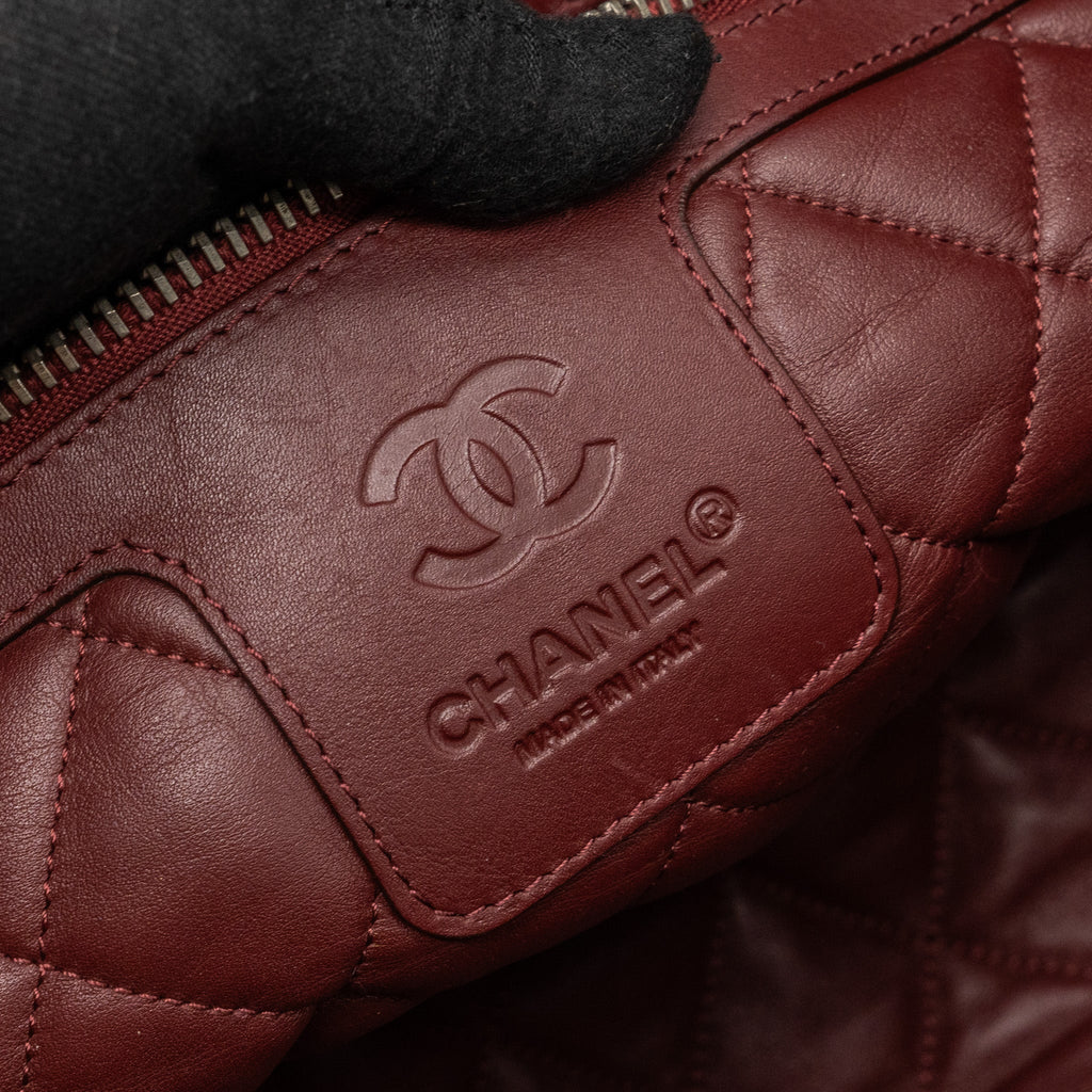 CHANEL PUFFY DOWN DOWN TOTE BAG LAMBSKIN BLACK SHW