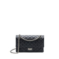 CHANEL SMALL 2.55 255 DOUBLE FLAP BAG CALFSKIN BLACK RUTHENIUM SHW