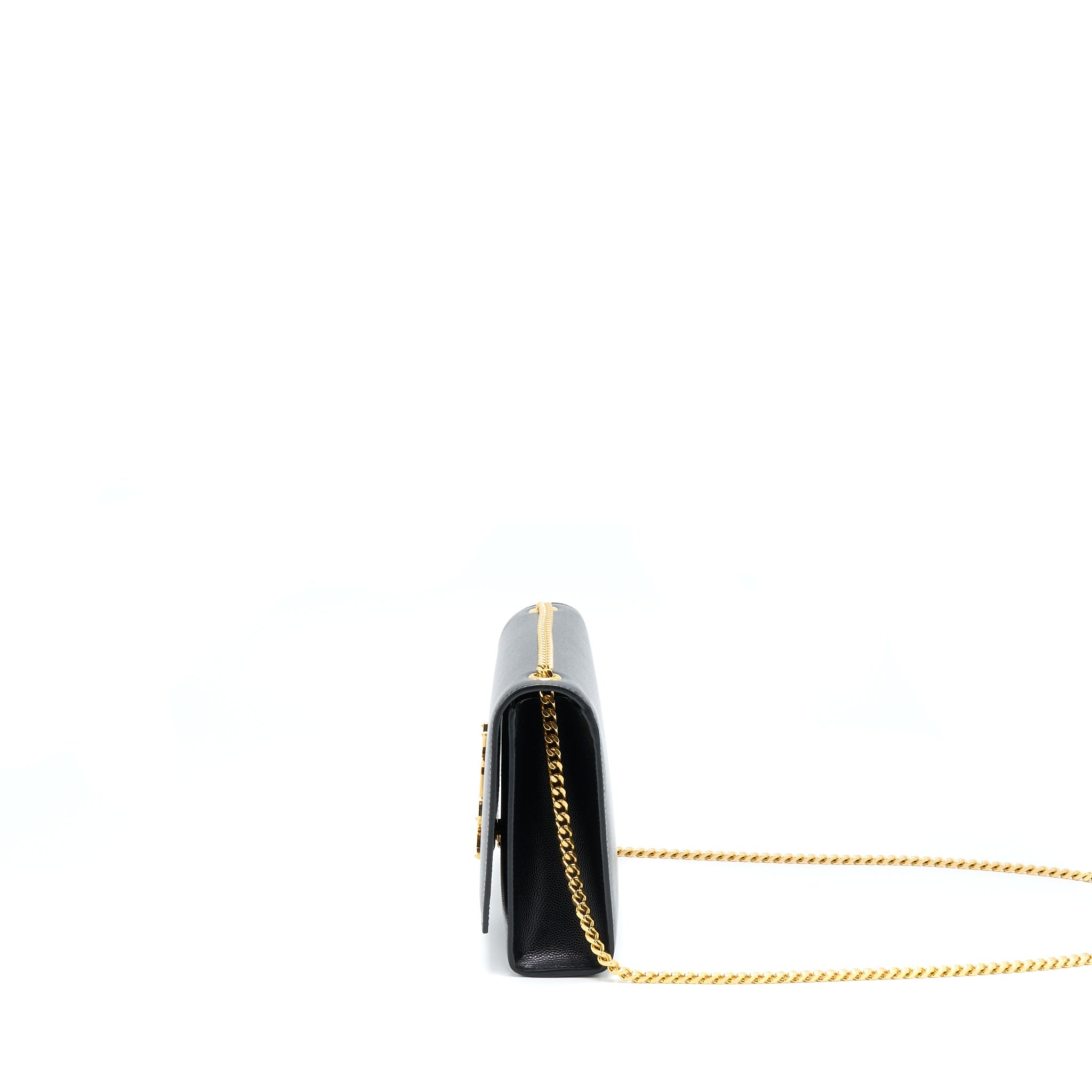 SAINT LAURENT/ YSL MEDIUM KATE BAG GRAINED CALFSKIN BLACK GHW