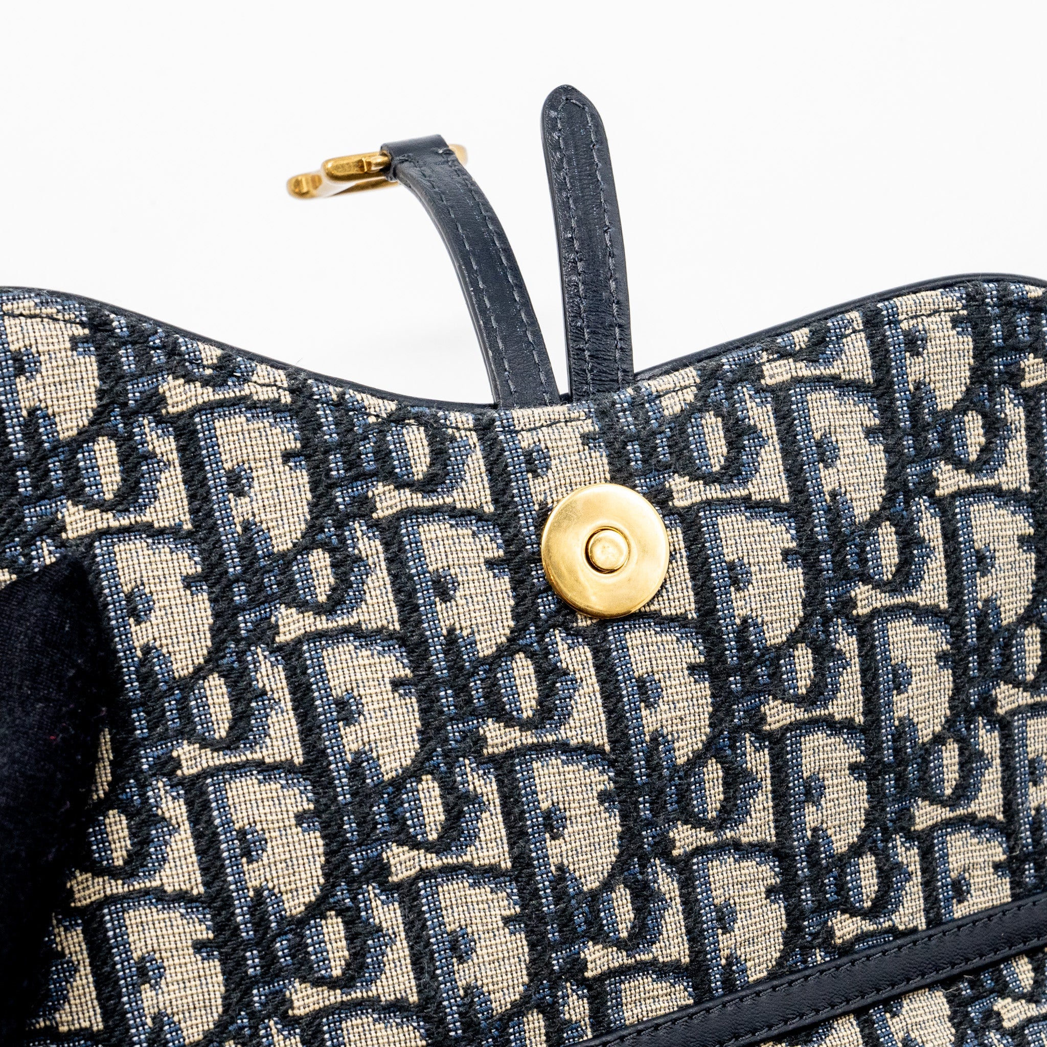 DIOR SADDLE FLAP BAG BLUE DIOR OBLIQUE EMBROIDERY GHW