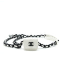 CHANEL AIRPODS CASE CHAIN BELT WHITE / BLACK HARDWARE