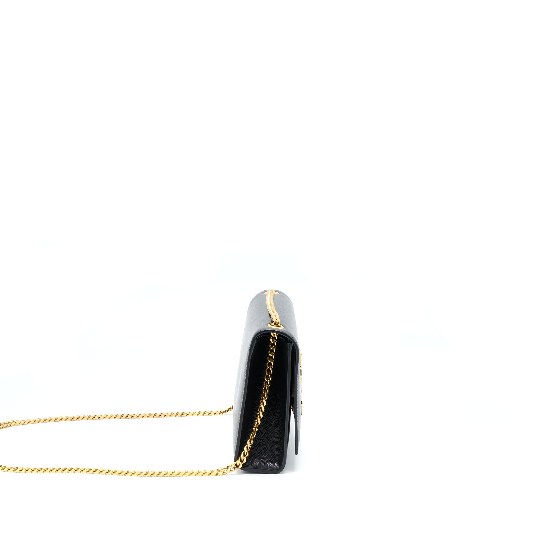 SAINT LAURENT/ YSL MEDIUM KATE BAG GRAINED CALFSKIN BLACK GHW