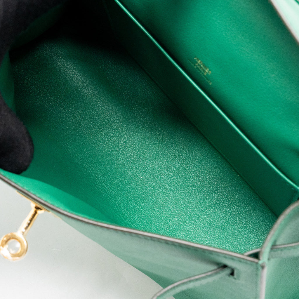 HERMES KELLY POCHETTE SWIFT VERT VERTIGO GHW
