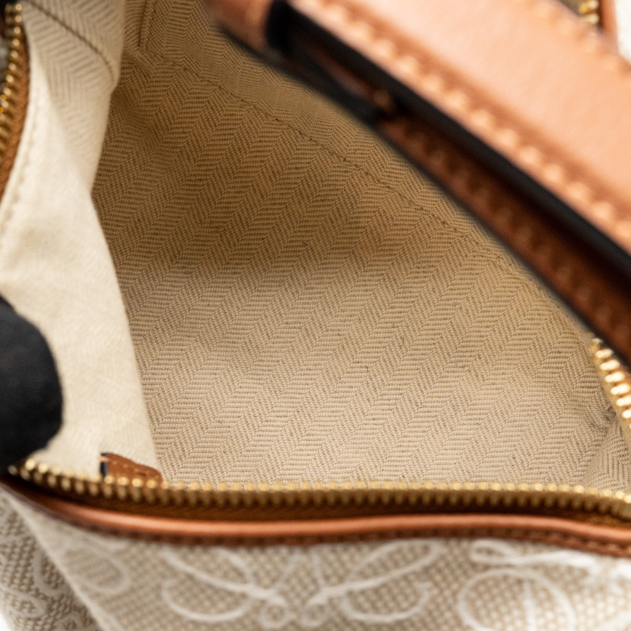 LOEWE SMALL CUBI BAG ANAGRAM JACQUARD CALFSKIN BEIGE/BROWN GHW